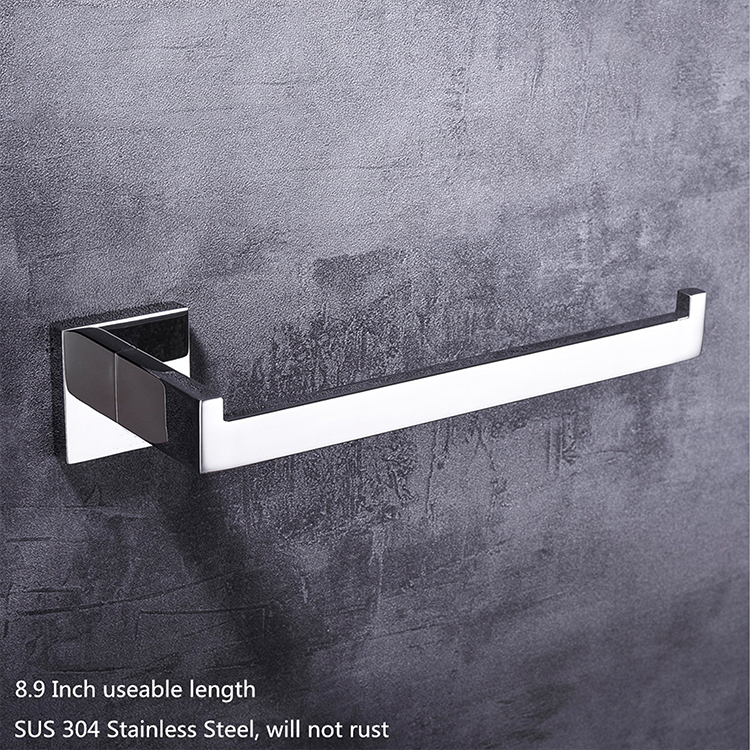 OEM Modern Stainless Steel Single Towel Holder Bathroom Accessories Chrome Wall Mounted Toilet Towel Bar 