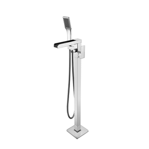 Waterfall Chrome Freestanding Tub Faucet Shower Taps Brass Floor Mounted Bathtub Mixer