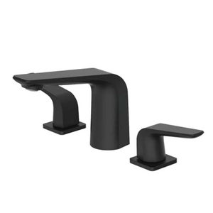 Modern Double Handle Matt Black Deck Mounted Washroom Basin Mixer Tap Brass Bathroom Sink Faucet