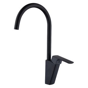 China Supplier Black Kitchen Sink Tap Single Hole Deck Mounted Brass Durable Kitchen Faucet