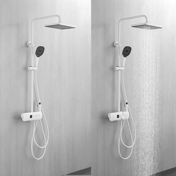 Sanitary Ware Wall Mounted White Brass Bathroom Shower Set Exposed Shower Faucet Set